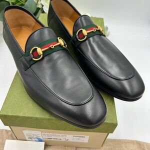 Men's Gucci horse bit web stripe Jordaan loafers size 12 fits 12.5 made in Italy